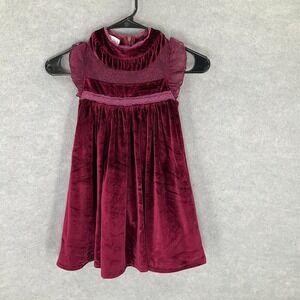 Just Couture Girls Velvet Dress Size 2 Burgundy‎ Lace Lined Holiday Party